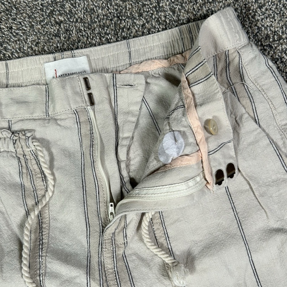 Anthropologie Seashore Pant Linen Blend Rope Tie Striped Women Small Casual Boho - Picture 3 of 11
